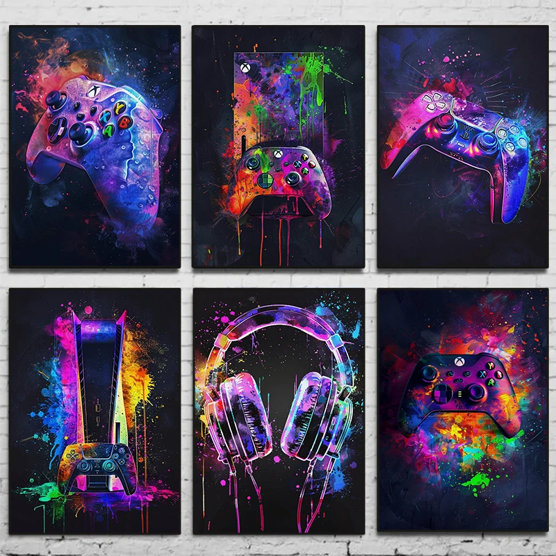 Watercolor Neon Video Game Pos - Video Gaming & Esports Usd Acc 评论和价格