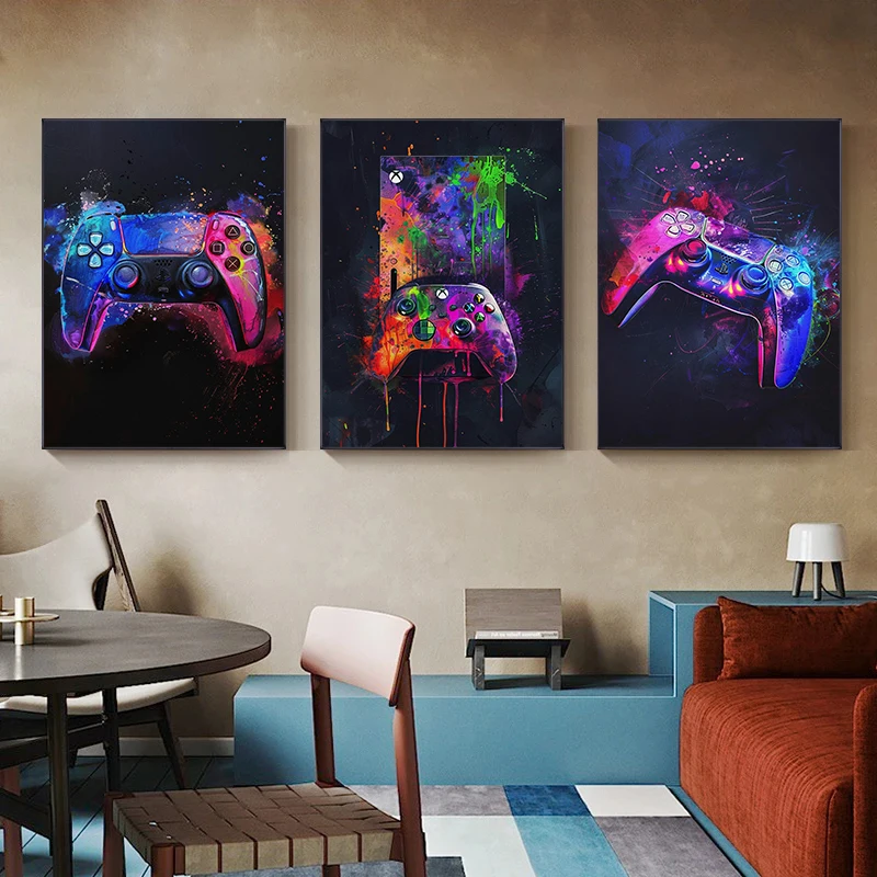 Watercolor Neon Video Game Pos - Video Gaming & Esports Usd Acc 评论和价格