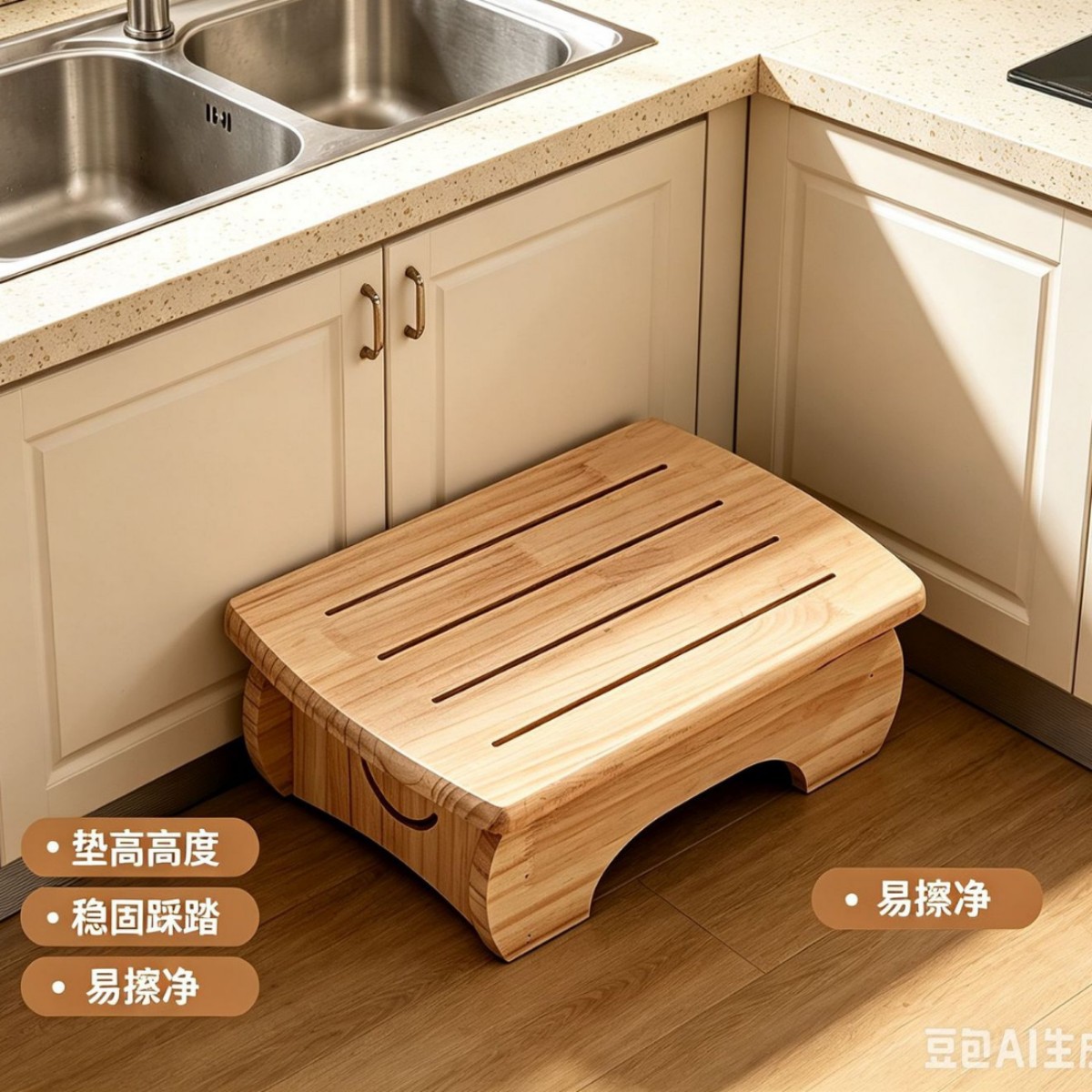 Wooden Stool Stable Footrest S - Footrest Under Desk 评论和价格